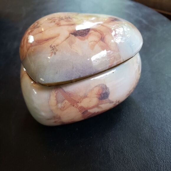 Cherub Heart Shaped Trinket Box - Picture 1 of 8